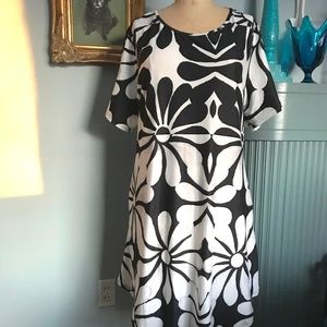 Aster Black and White Mod Floral Print Dress